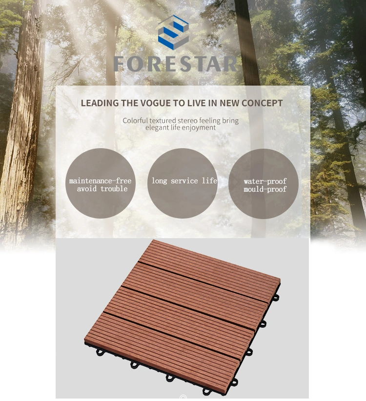 Garden Wood Plastic WPC DIY Floor Boards Interlock Waterproof Outdoor Decking Tile 300*300mm DIY Wood Plastic Composite Hollow Tiles