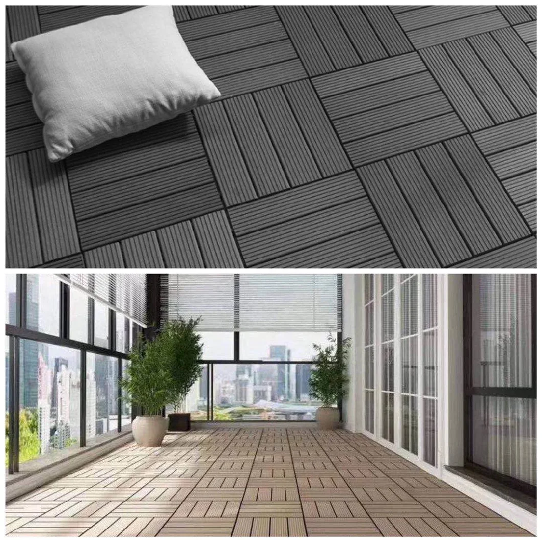 New Style Wood Plastic WPC DIY Floor Boards Interlock Waterproof Outdoor Decking Tile 300*300mm DIY Wood Plastic Composite Hollow Tiles