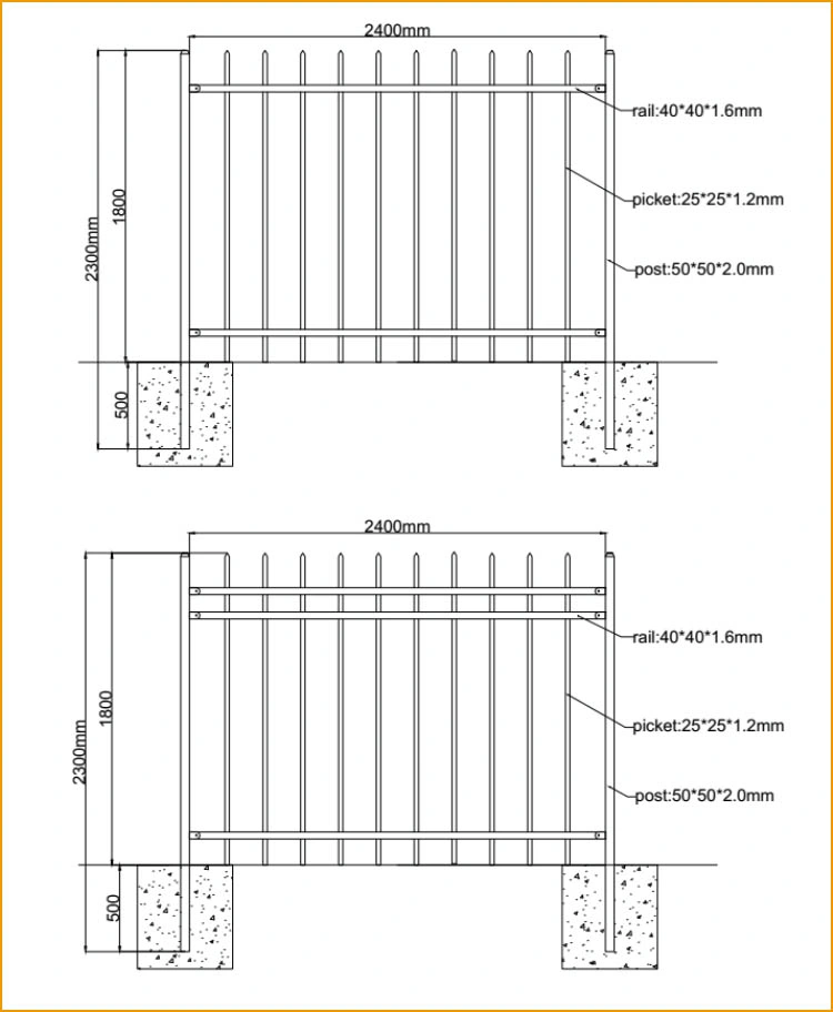 Wholesale Price Decorative Wrought Iron Stairs Aluminium Metal Garden Fence