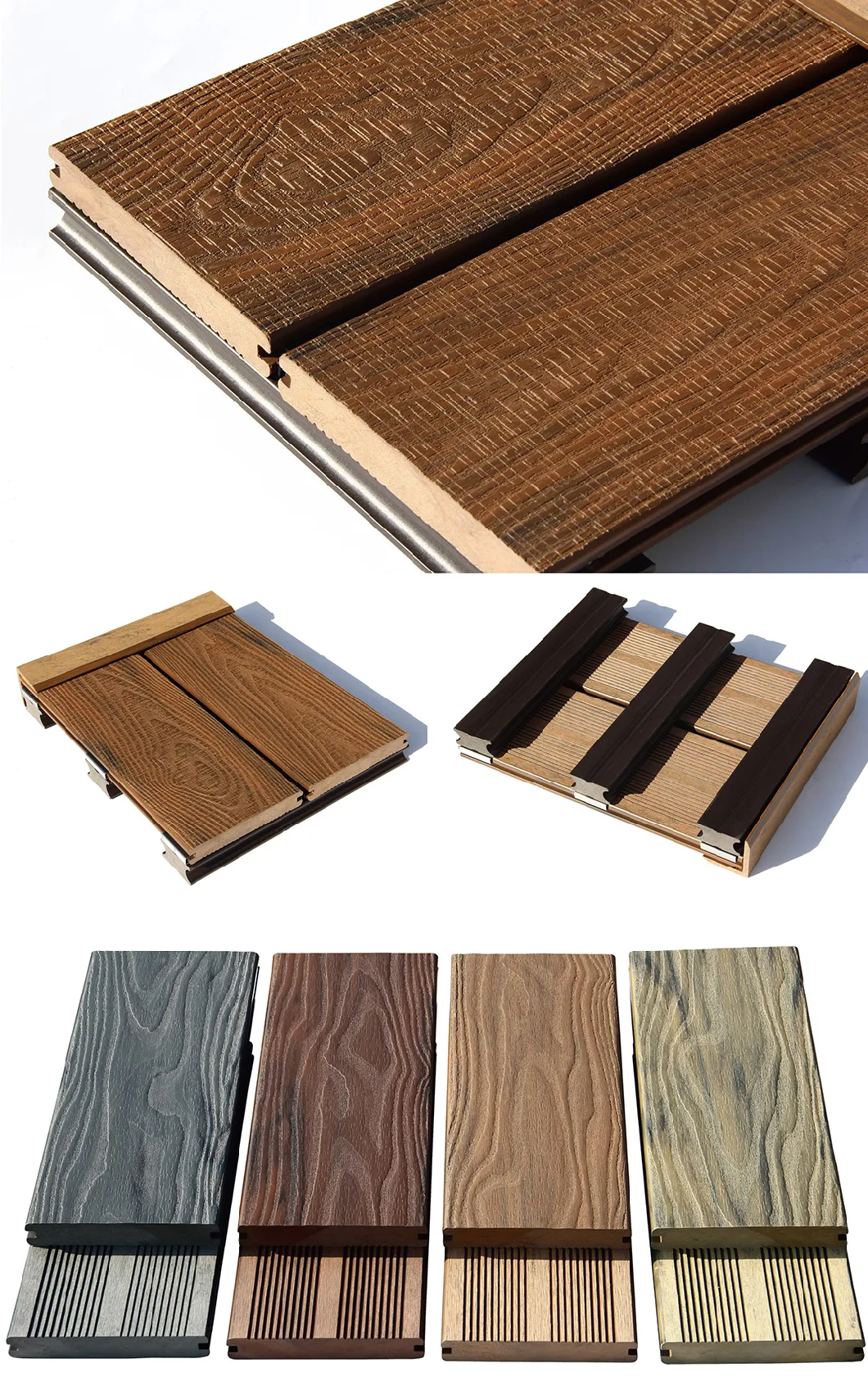 Anti Termite Anti Swelling Patio Wood Plastic Composite Solid Decking