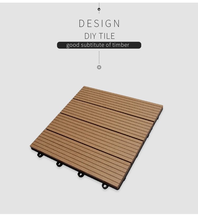 New Decorative Wood Plastic WPC DIY Floor Boards Interlock Waterproof Outdoor Decking Tile 300*300mm DIY Wood Plastic Composite Hollow Tiles